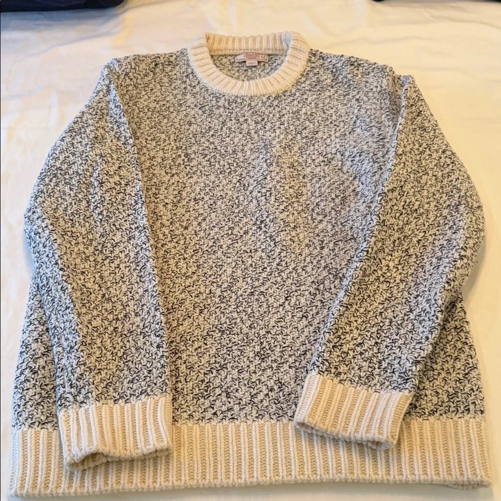 J. Crew x Wallace & Barnes Ivory and Charcoal Knit Crewneck Sweater
